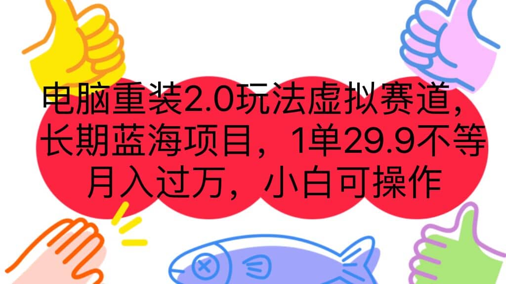 项目-电脑重装2.0玩法虚拟赛道，长期蓝海项目 一单29.9不等 月入过万 小白可操作骑士资源网(1)