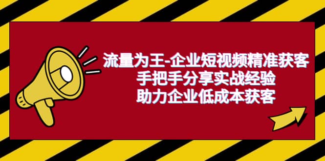 项目-流量为王-企业 短视频精准获客，手把手分享实战经验，助力企业低成本获客骑士资源网(1)