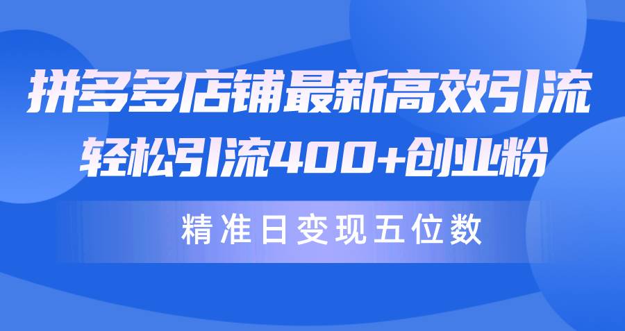 项目-拼多多店铺最新高效引流术，轻松引流400+创业粉，精准日变现五位数！骑士资源网(1)