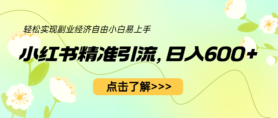 项目-小红书精准引流，小白日入600 ，轻松实现副业经济自由（教程 1153G资源）骑士资源网(1)