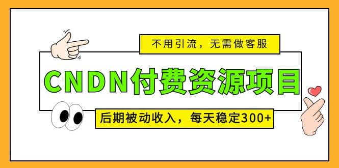 CNDN付费资源项目，不用引流，无需做客服，后期被动收入