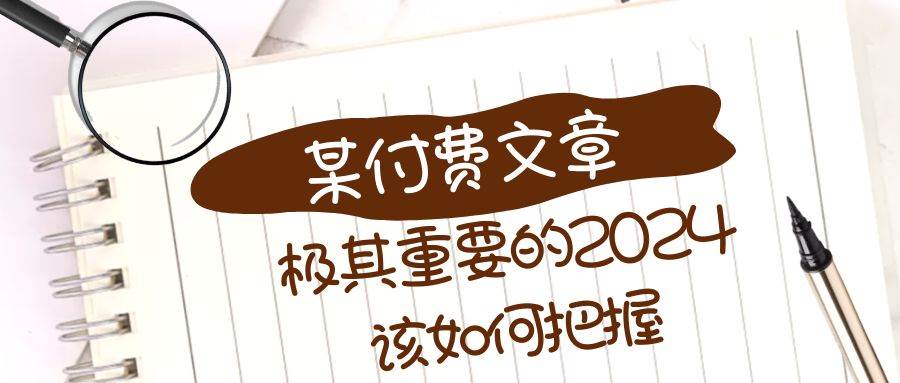 项目-极其重要的2024该如何把握？【某公众号付费文章】骑士资源网(1)