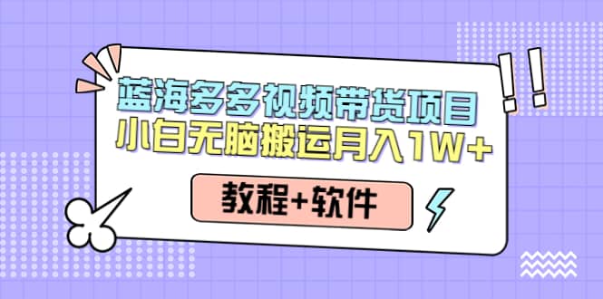 项目-人人都能操作的蓝海多多视频带货项目 小白无脑搬运（教程 软件）骑士资源网(1)