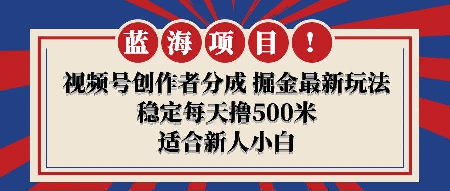 项目-【蓝海项目】视频号创作者分成 掘金最新玩法 稳定每天撸500米 适合新人小白骑士资源网(1)