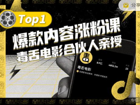 项目-【毒舌电影合伙人亲授】抖音爆款内容涨粉课，5000万抖音大号首次披露涨粉机密骑士资源网(1)