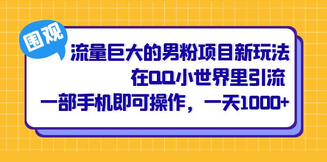 项目-流量巨大的男粉项目新玩法，在QQ小世界里引流 一部手机即可操作，一天1000骑士资源网(1)