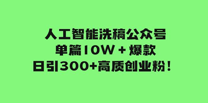 项目-人工智能洗稿公众号单篇10W＋爆款，日引300 高质创业粉！骑士资源网(1)