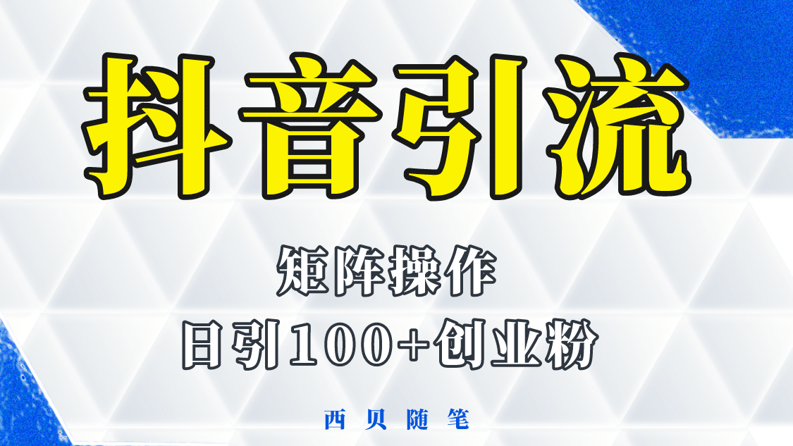 项目-抖音引流术，矩阵操作，一天能引100多创业粉骑士资源网(1)