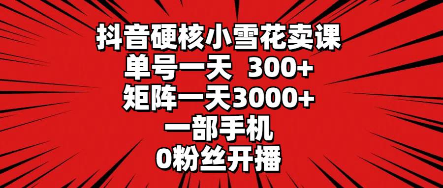 项目-抖音硬核小雪花卖课，单号一天300+，矩阵一天3000+，一部手机0粉丝开播骑士资源网(1)