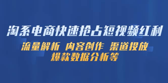 项目-淘系电商快速抢占短视频红利：流量解析 内容创作 渠道投放 爆款数据分析等骑士资源网(1)