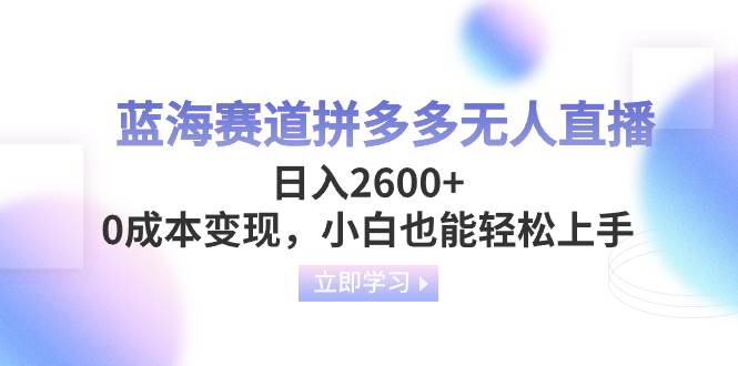 项目-蓝海赛道拼多多无人直播，日入2600 ，0成本变现，小白也能轻松上手骑士资源网(1)