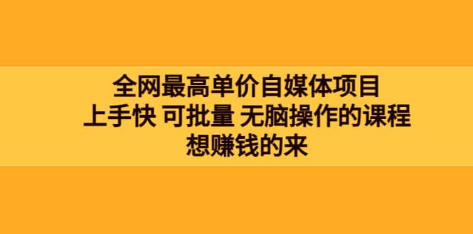 项目-全网最单高价自媒体项目：上手快 可批量 无脑操作的课程，想赚钱的来骑士资源网(1)