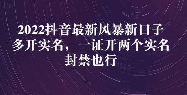 项目-2022抖音最新风暴新口子：多开实名，一整开两个实名，封禁也行骑士资源网(1)