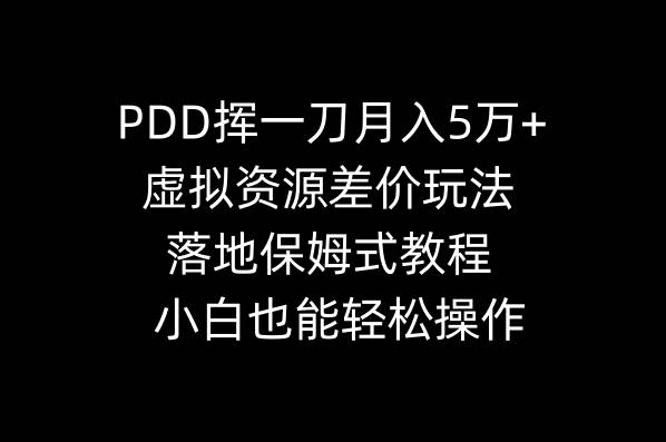 项目-PDD挥一刀月入5万 ，虚拟资源差价玩法，落地保姆式教程，小白也能轻松操作骑士资源网(1)