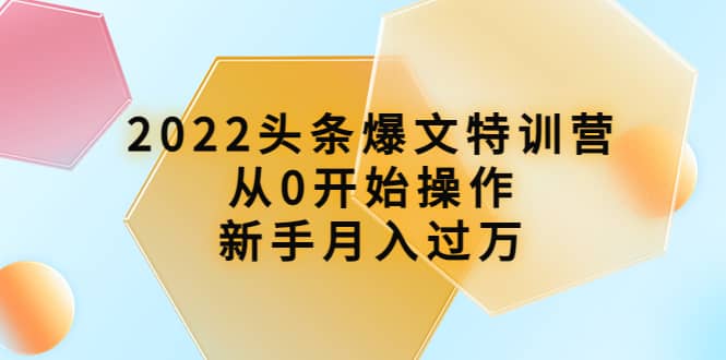 项目-2022头条爆文特训营：从0开始操作，新手月入过万（16节课时）骑士资源网(1)