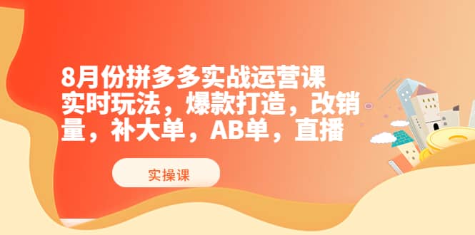 项目-8月份拼多多实战运营课，实时玩法，爆款打造，改销量，补大单，AB单，直播骑士资源网(1)