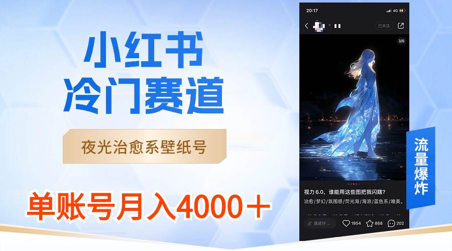 项目-小红书冷门赛道，夜光治愈系壁纸号，单号月入4000＋骑士资源网(1)