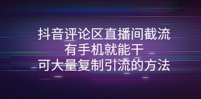 项目-抖音评论区直播间截流，有手机就能干，可大量复制引流的方法骑士资源网(1)