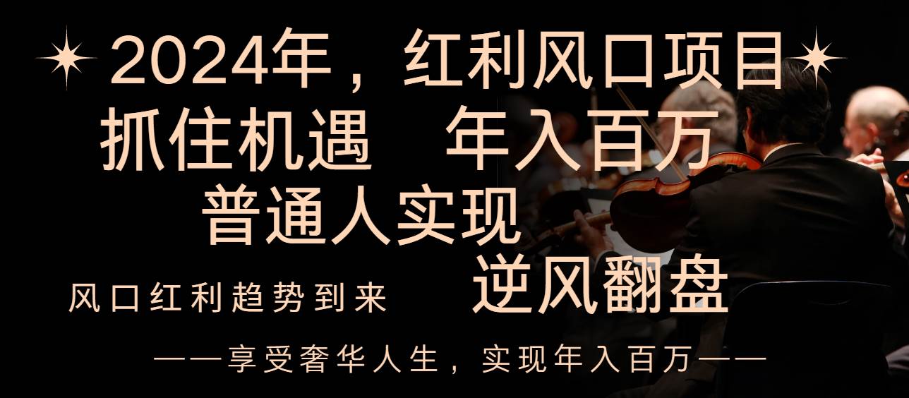 项目-2024红利风口项目来袭，享受第一波红利，逆风翻盘普通人也能实现，年入百万骑士资源网(1)