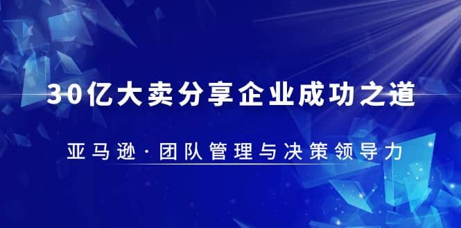 项目-30·亿大卖·分享企业·成功之道-亚马逊·团队管理与决策领导力骑士资源网(1)