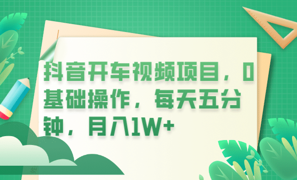 项目-抖音开车视频项目，0基础操作，每天五分钟，月入1W骑士资源网(1)