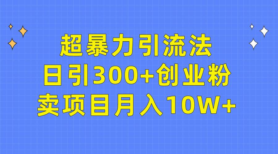 项目-超暴力引流法，日引300+创业粉，卖项目月入10W+骑士资源网(1)