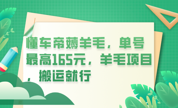 项目-懂车帝薅羊毛，单号最高165元，羊毛项目，搬运就行骑士资源网(1)