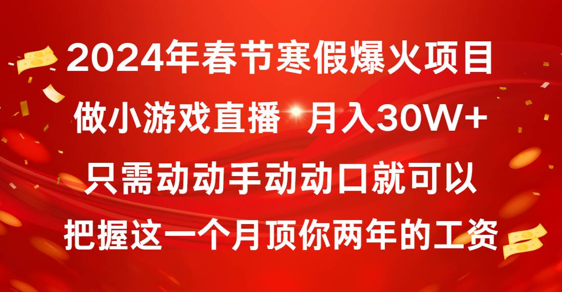 项目-2024年春节寒假爆火项目，普通小白如何通过小游戏直播做到月入30W骑士资源网(1)