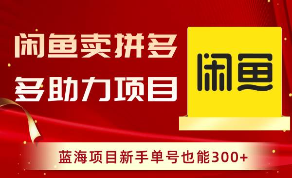 项目-闲鱼卖拼多多助力项目，蓝海项目新手单号也能300骑士资源网(1)