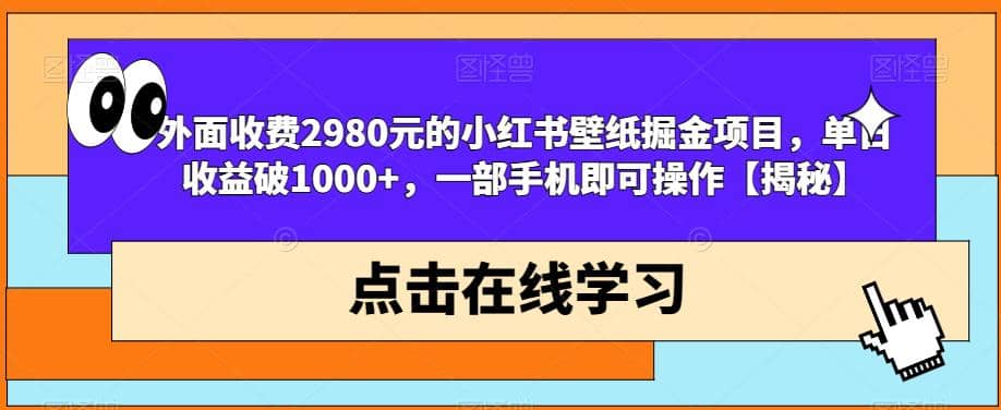 项目-外面收费2980元的小红书壁纸掘金项目，单日收益破1000 ，一部手机即可操作【揭秘】骑士资源网(1)