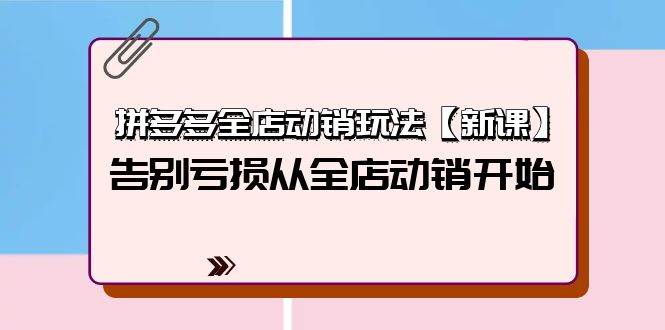 项目-拼多多全店动销玩法【新课】，告别亏损从全店动销开始（4节视频课）骑士资源网(1)