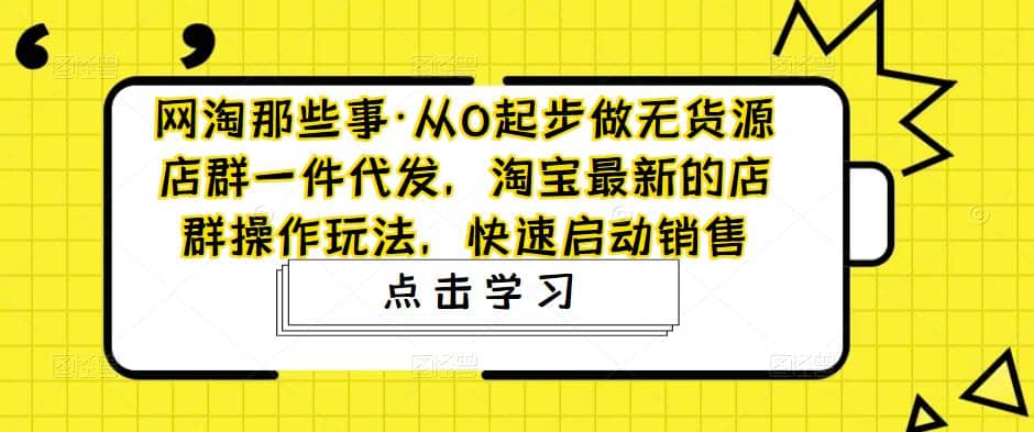 项目-从0起步做无货源店群一件代发，淘宝最新的店群操作玩法，快速启动销售骑士资源网(1)