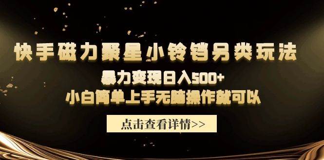 项目-快手磁力聚星小铃铛另类玩法，暴力变现日入500+小白简单上手无脑操作就可以骑士资源网(1)