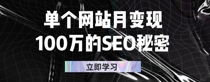 项目-单个网站月变现100万的SEO秘密，百分百做出赚钱站点骑士资源网(1)