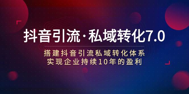 项目-抖音引流变现副业项目·私域转化体系7.0骑士资源网(1)