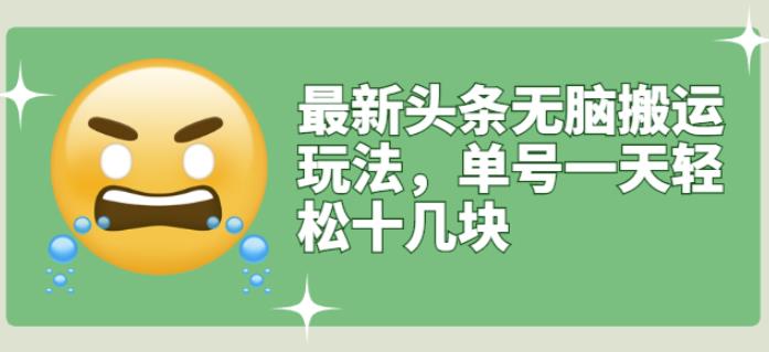 项目-最新头条无脑搬运玩法，单号一天轻松十几块【视频教程 搬运软件】骑士资源网(1)