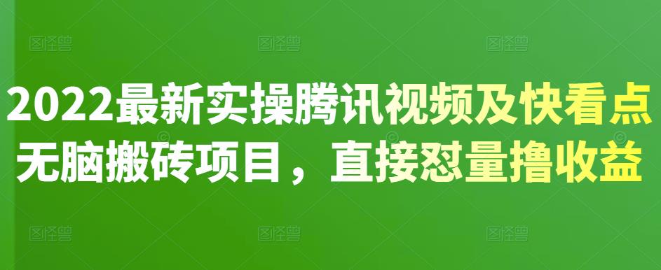 项目-2022最新实操腾讯视频及快看点无脑搬砖项目，直接怼量撸收益骑士资源网(1)