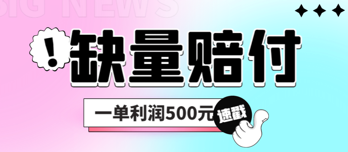 项目-最新多平台缺量赔付玩法，简单操作一单利润500元骑士资源网(1)