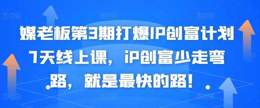 项目-媒老板第3期打爆IP创富计划7天线上课，iP创富少走弯路，就是最快的路！骑士资源网(1)