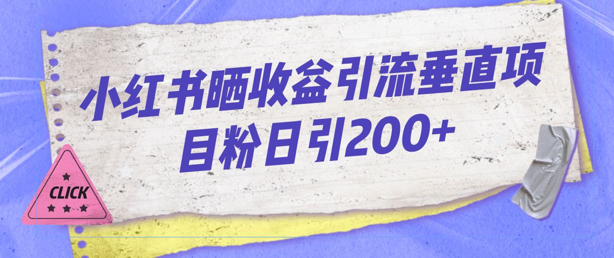 项目-小红书晒收益图引流垂直项目粉日引200骑士资源网(1)