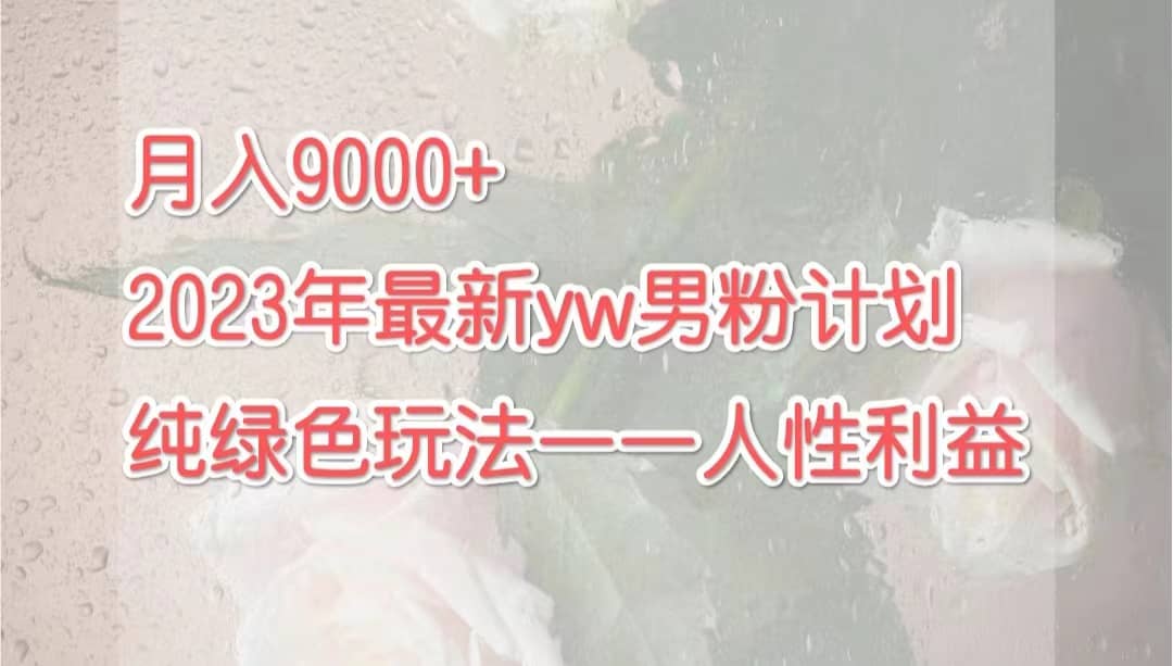 项目-月入9000 2023年9月最新yw男粉计划绿色玩法——人性之利益骑士资源网(1)