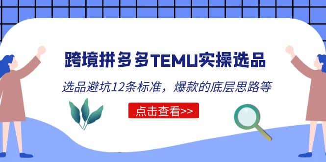 项目-跨境拼多多TEMU实操选品运营方法，选品避坑12条标准，爆款的底层思路等骑士资源网(1)