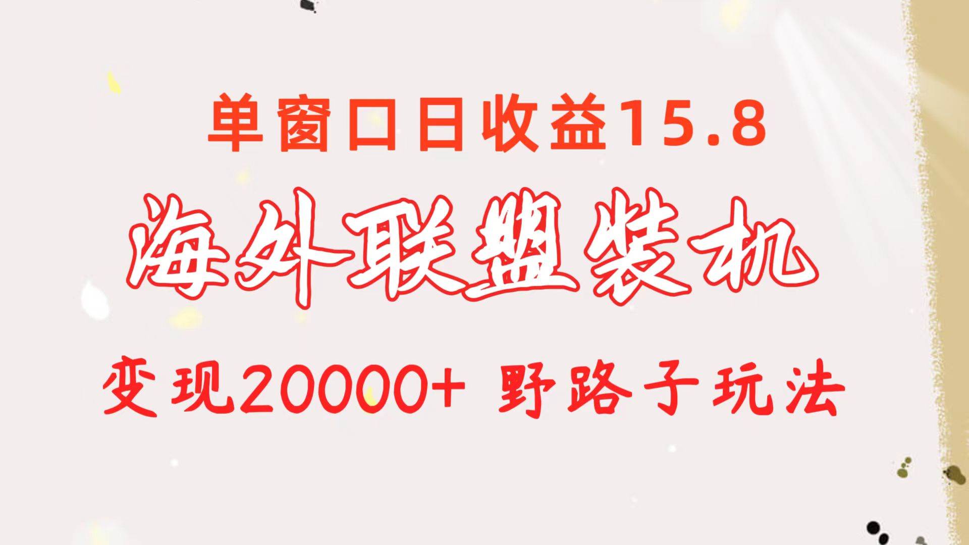 项目-海外联盟装机 单窗口日收益15.8  变现20000+ 野路子玩法骑士资源网(1)