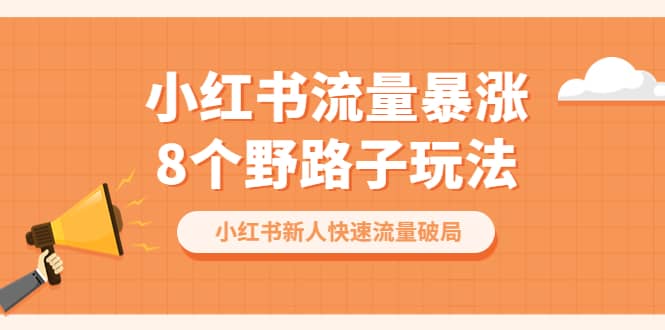 项目-小红书流量-暴涨8个野路子玩法：小红书新人快速流量破局（8节课）骑士资源网(1)