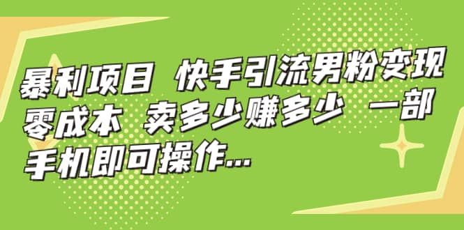 项目-快手引流男粉变现，零成本，卖多少赚多少，一部手机即可操作，一天1000骑士资源网(1)