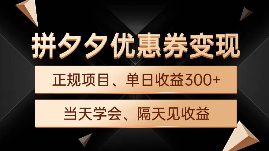 项目-拼夕夕优惠券变现，单日收益300+，手机电脑都可操作骑士资源网(1)