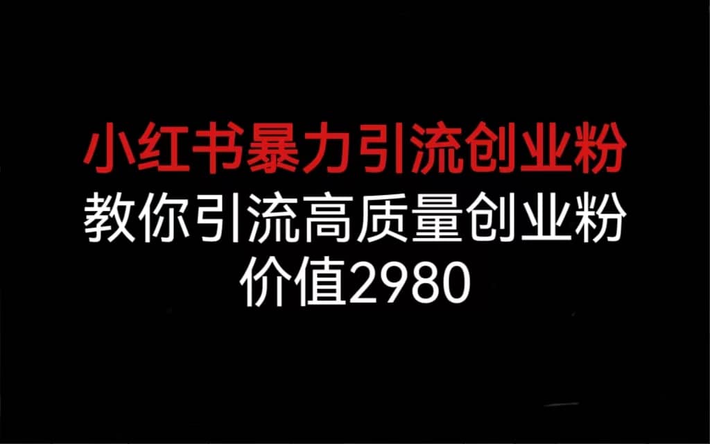 项目-小红书暴力引流创业粉，教你引流高质量创业粉，价值2980骑士资源网(1)