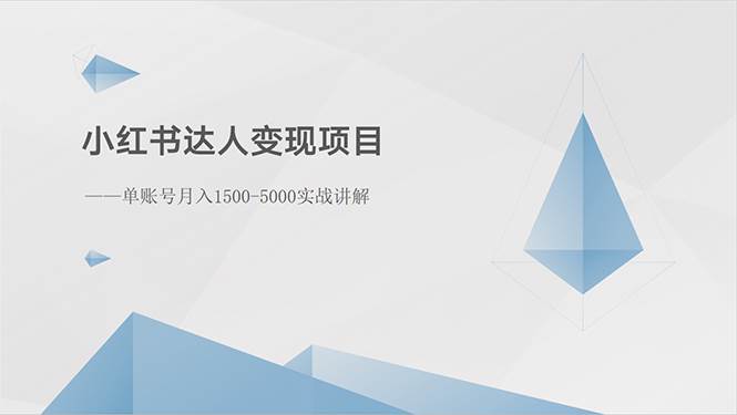 项目-小红书达人变现项目：单账号月入1500-3000实战讲解骑士资源网(1)