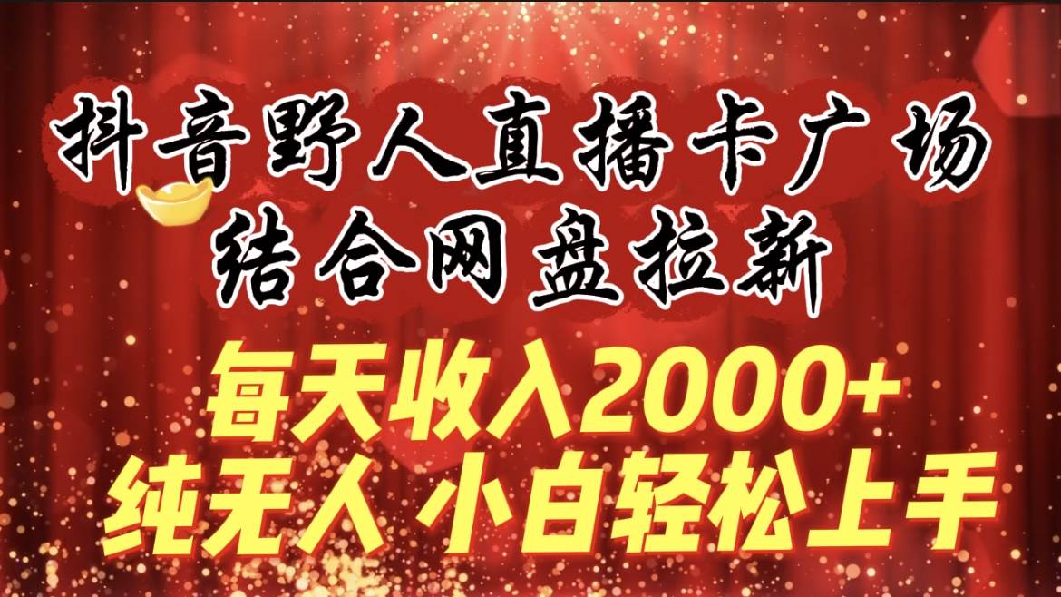 项目-每天收入2000+，抖音野人直播卡广场，结合网盘拉新，纯无人，小白轻松上手骑士资源网(1)