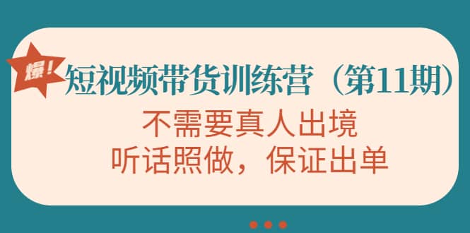 项目-短视频带货训练营（第11期），不需要真人出境，听话照做，保证出单骑士资源网(1)